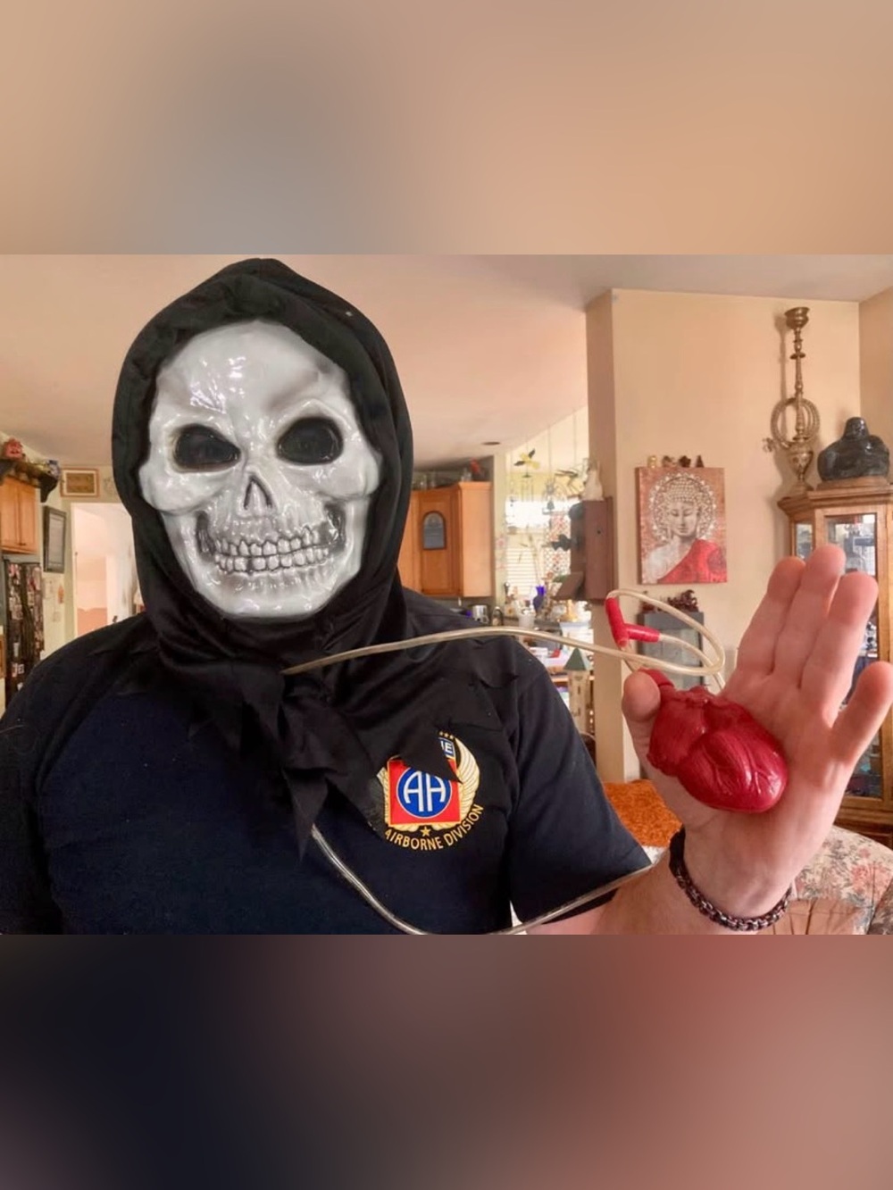 Vintage 1997 Bleeding Skeleton Reaper Mask with Heart Pump